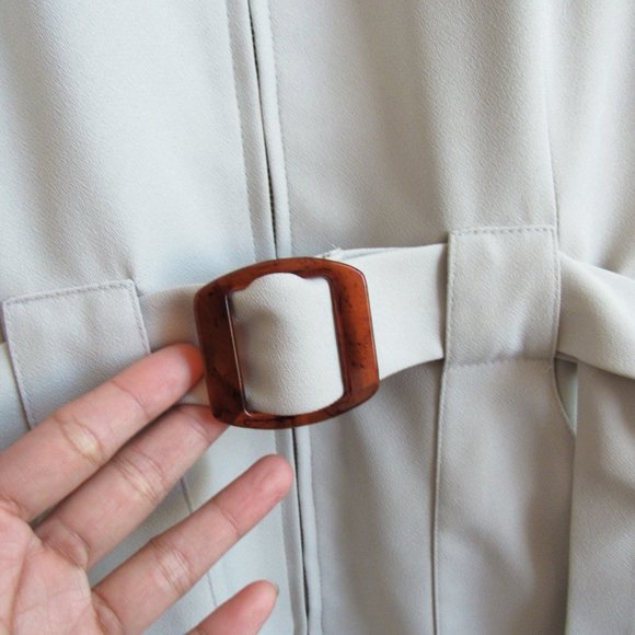 VINTAGE 90s DESIGNER FASHION BELTED ZIP TOP SUIT BLAZER Tortoise Accents Size-12 - Picture 5 of 12